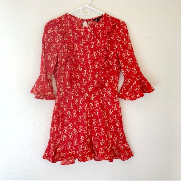 Topshop Pants - Topshop Red floral ruffle romper size 2